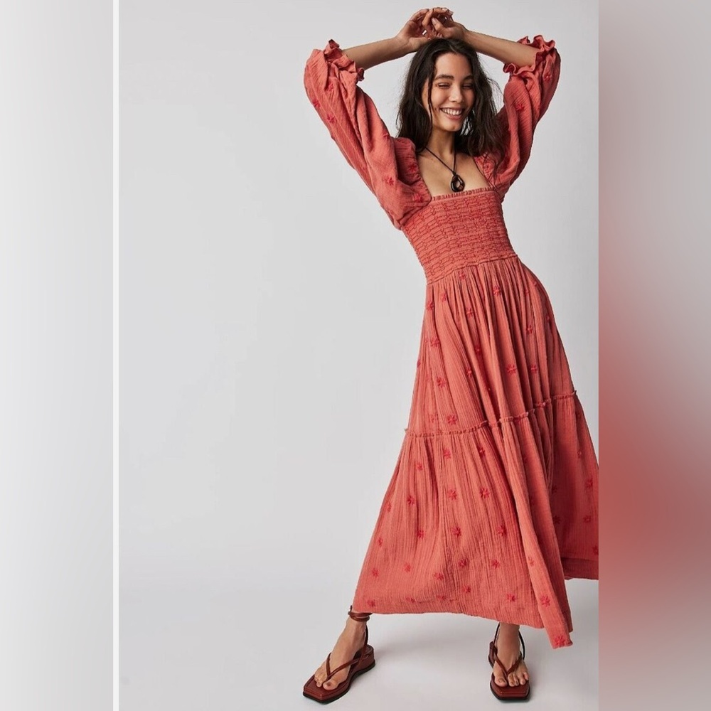 Free people Dahlia Maxi Dress in pink/peach color